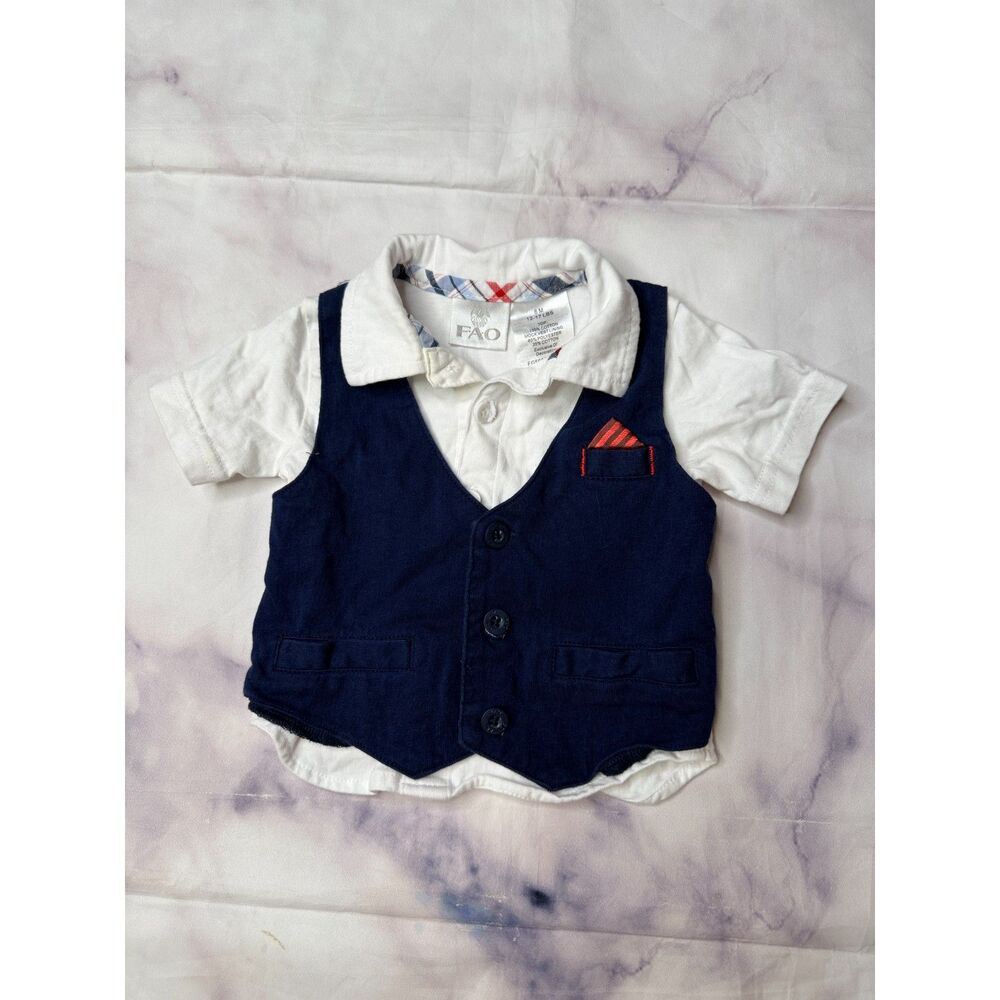 Fao Navy Vest With White Polo Shirt 6M